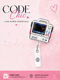 Glitter Defibrillator Badge Reel | Retractable ID Holder for Nurses