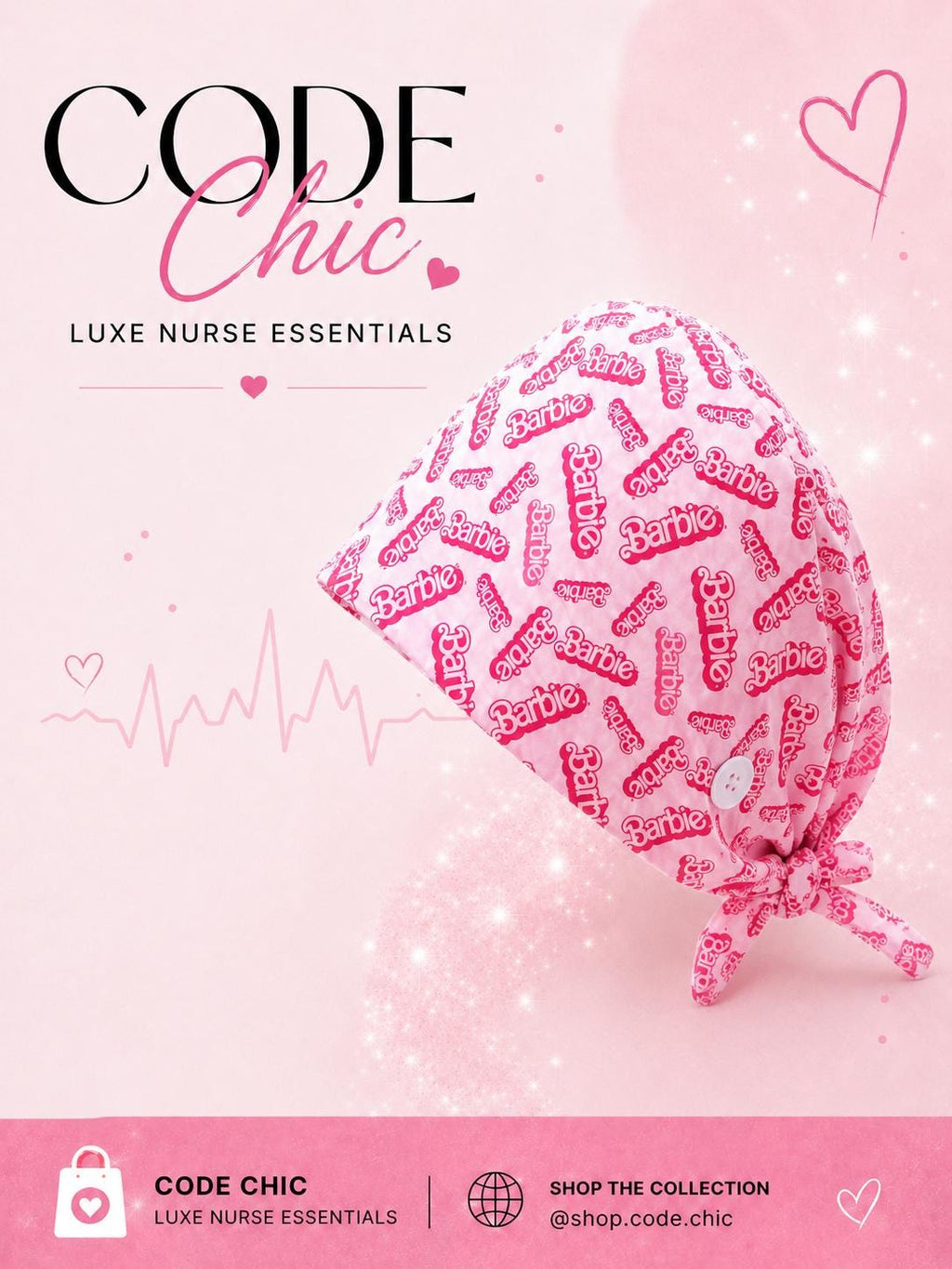 Pink Posh | Satin Lined Scrub Cap | Adjustable Tie Back Scrub cap