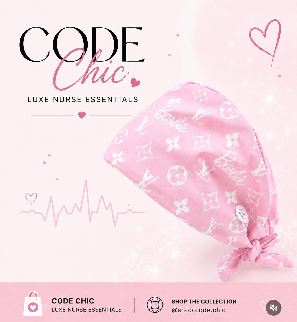 Luxe Nurse | Satin-Lined Scrub Cap | Adjustable Tie Back Nurse Scrub cap