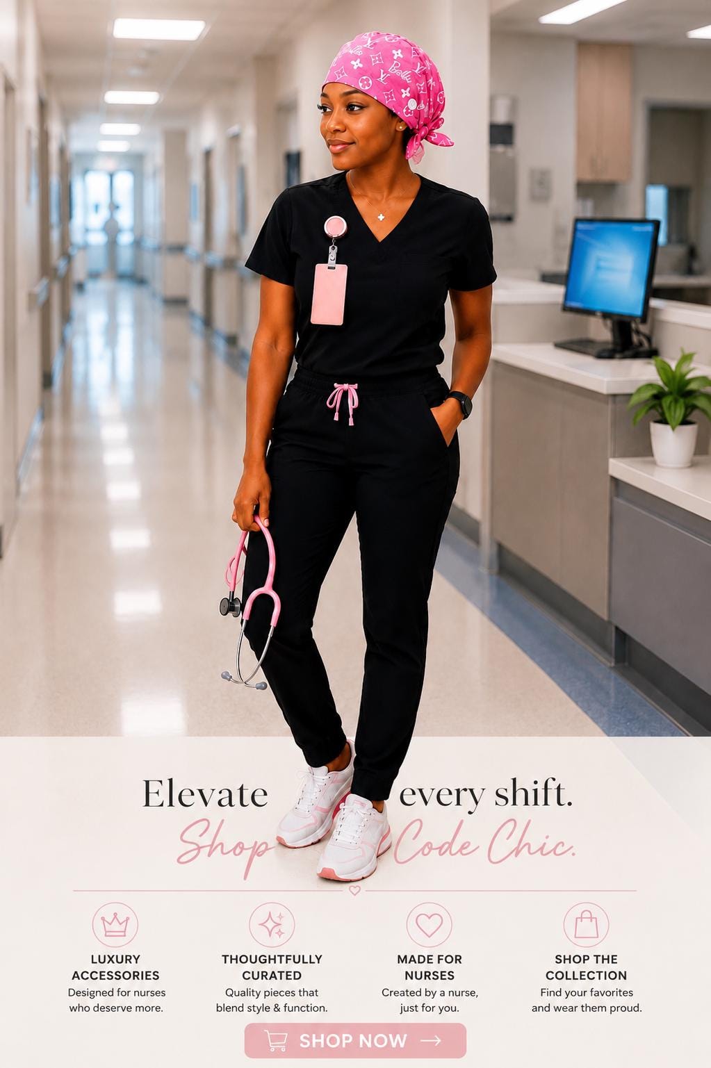 Luxe Nurse | Satin-Lined Scrub Cap | Adjustable Tie Back Nurse Scrub cap